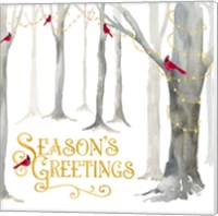 Framed 'Christmas Forest IV Seasons Greetings' border=