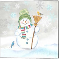 Framed 'Let it Snow Blue Snowman IV' border=