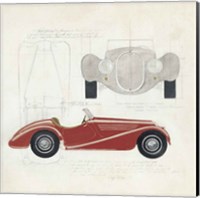 Framed 'Roadster I Red Car' border=