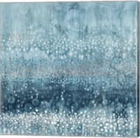 Framed 'Rain Abstract III Blue Silver' border=