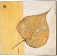 Framed 'Leaf Impression - Ochre' border=