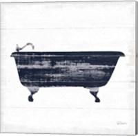 Framed 'Shiplap Bath I Navy' border=