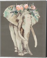 Framed 'Flower Crown Elephant I' border=