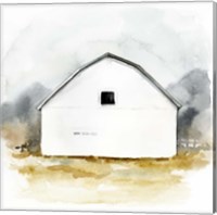 Framed 'White Barn Watercolor II' border=