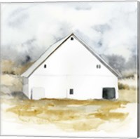 Framed 'White Barn Watercolor IV' border=