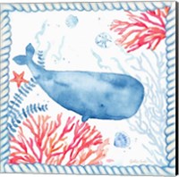 Framed 'Nautical Sea Life II-Whale' border=