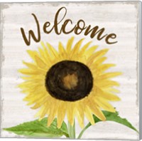 Framed 'Fall Sunflower Sentiment IV-Welcome' border=