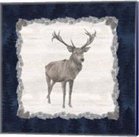 Framed 'Blue Cliff Mountains II-Deer' border=