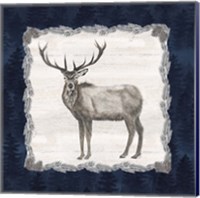 Framed 'Blue Cliff Mountains III-Elk' border=