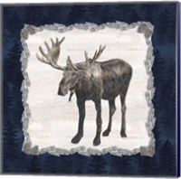 Framed 'Blue Cliff Mountains IV-Moose' border=