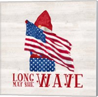 Framed 'Patriotic Gnomes V-Long may she wave' border=