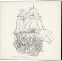 Framed 'Antique Ship Sketch V' border=