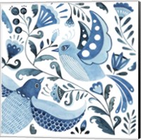 Framed 'Blue Bird Folk II' border=