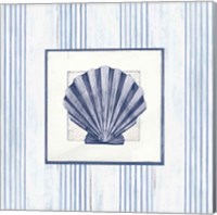 Framed 'Sanibel Shell I Navy' border=