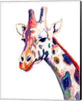 Framed 'Colorful Giraffe on White' border=