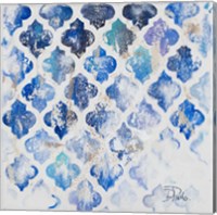 Framed 'Blue Quatrefoil II' border=