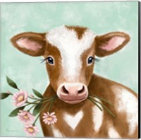 Framed 'Farmhouse Cow II' border=