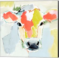 Framed 'Pastel Cow I' border=