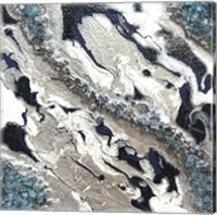 Framed 'Blue Silver Marble II' border=