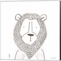 Framed 'Lion Line Drawing 1' border=