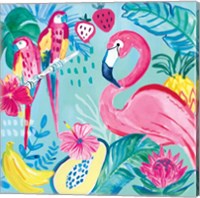 Framed 'Fruity Flamingos V' border=