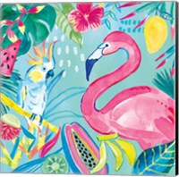 Framed 'Fruity Flamingos III' border=