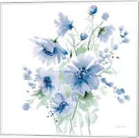 Framed 'Secret Garden Bouquet I Blue Light' border=