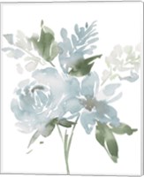 Framed 'Restful Blue Floral II' border=