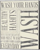 Framed 'Bath Reminders in Gray III' border=