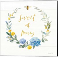 Framed 'Bees and Blooms - Sweet As Honey Wreath' border=