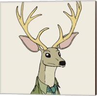 Framed 'Deer on Cream' border=