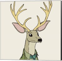 Framed 'Deer on Cream' border=