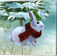 Framed 'Winterscape III-Rabbit' border=