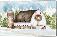 Framed Christmas Barn Landscape II