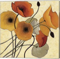 Framed 'Pumpkin Poppies II' border=