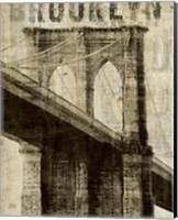 Framed 'Vintage NY Brooklyn Bridge' border=