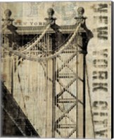 Framed 'Vintage NY Manhattan Bridge' border=