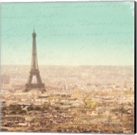 Framed 'Eiffel Landscape Letter Blue II' border=