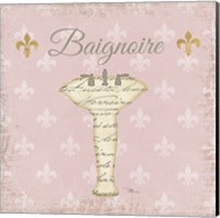 Framed 'Vintage Bath VII Fleur Pink' border=