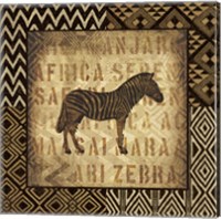 Framed 'African Wild Zebra Border' border=