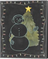 Framed 'Chalkboard Snowman II' border=