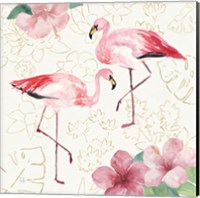 Framed 'Tropical Fun Bird V with Gold' border=