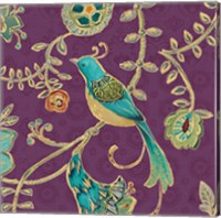 Framed 'Bohemian Wings VI Aubergine' border=