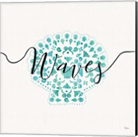 Framed 'Sea Charms III Teal' border=