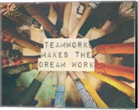 Framed Teamwork Makes The Dream Work Stacking Hands Color