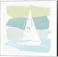 Framed 'Seaside Swatch Sailboat' border=