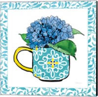 Framed 'Floral Teacup III Vine Border' border=