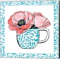 Framed 'Floral Teacup II Vine Border' border=