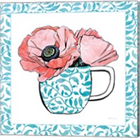 Framed 'Floral Teacup II Vine Border' border=