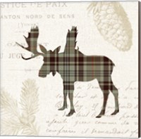 Framed 'Plaid Lodge IV Tan' border=